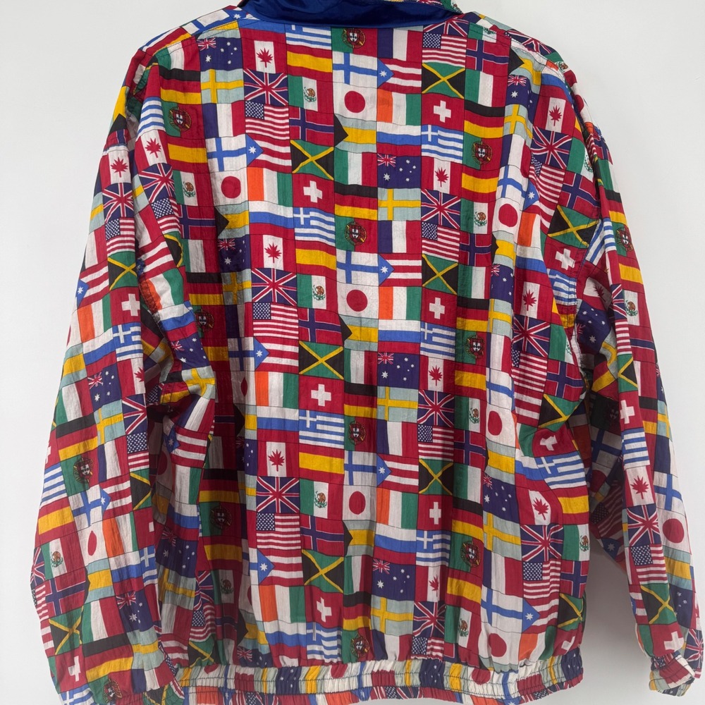 Solare‎ Sporta Flag Print Windbreaker Jacket Women Small Multicolor Vintage 90s - Picture 3 of 9